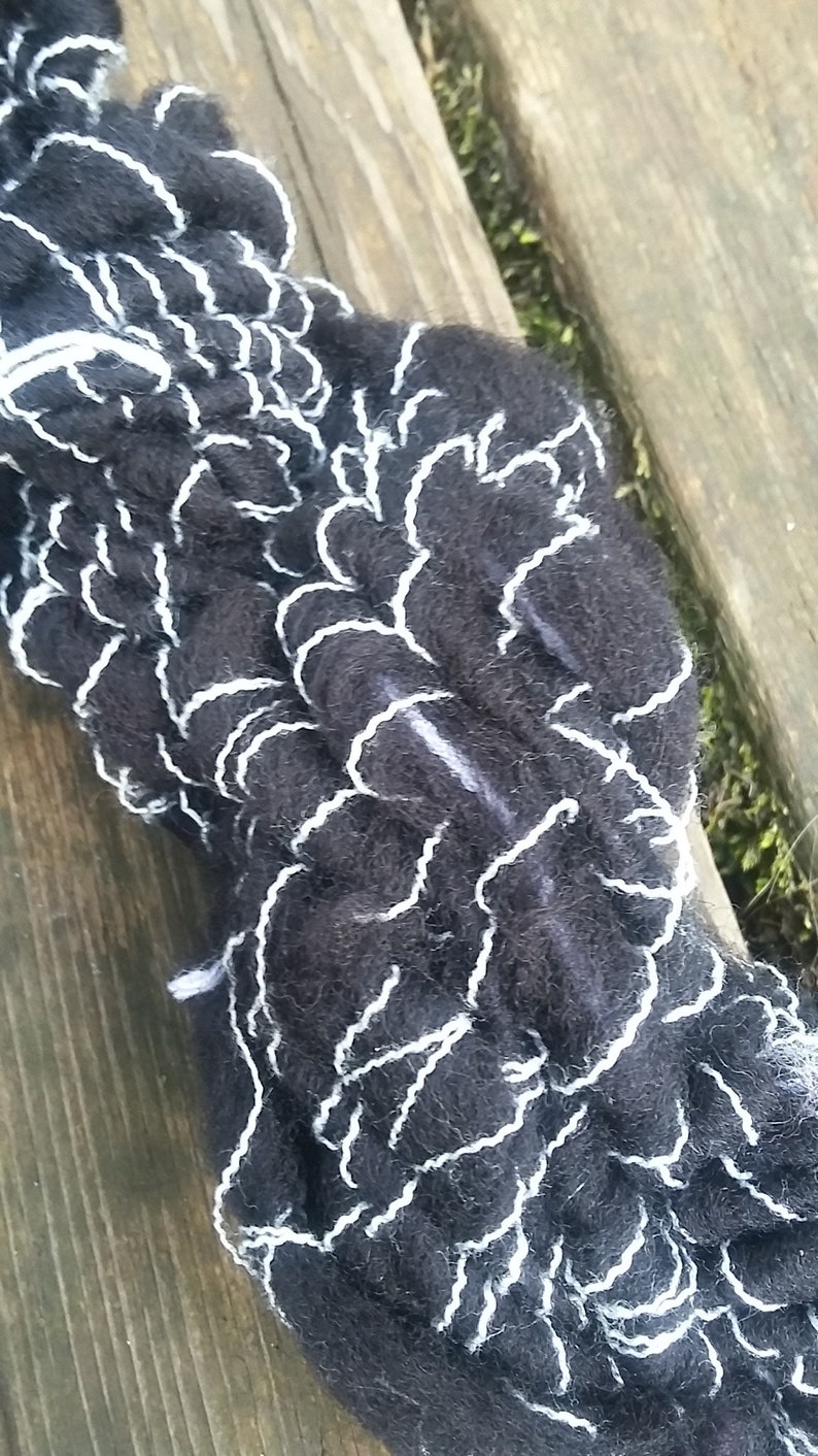 Handspun Yarn, Handspun Art Yarn for weaving, bulky yarn, wool yarn, weaving supplies, weaving Twisted Step Sisters 4 0.9 oz, 14 yards image 5