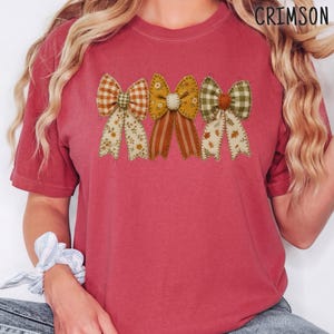 Camisa con lazo de patchwork, camiseta acolchada floral, estilo cottagecore otoñal, estilo de cinta vintage. imagen 5