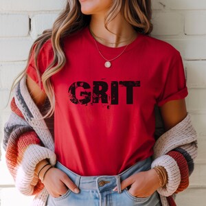 GRIT motivational typography Tee | resilience workout shirt Red