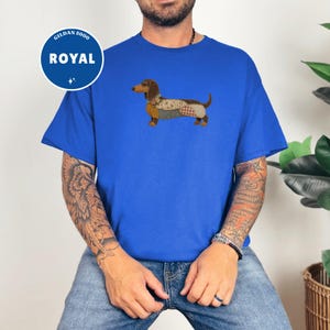 Dachshund Shirt, Faux Quilted Wiener Dog Tee, Patchwork Doxie T-Shirt, Rustic Sausage Dog Gift, Country Pet Lover Clothing, Folk Art image 10