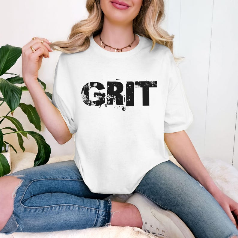 GRIT motivational typography Tee | resilience workout shirt White