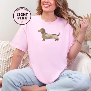 Dachshund Shirt, Faux Quilted Wiener Dog Tee, Patchwork Doxie T-Shirt, Rustic Sausage Dog Gift, Country Pet Lover Clothing, Folk Art image 5