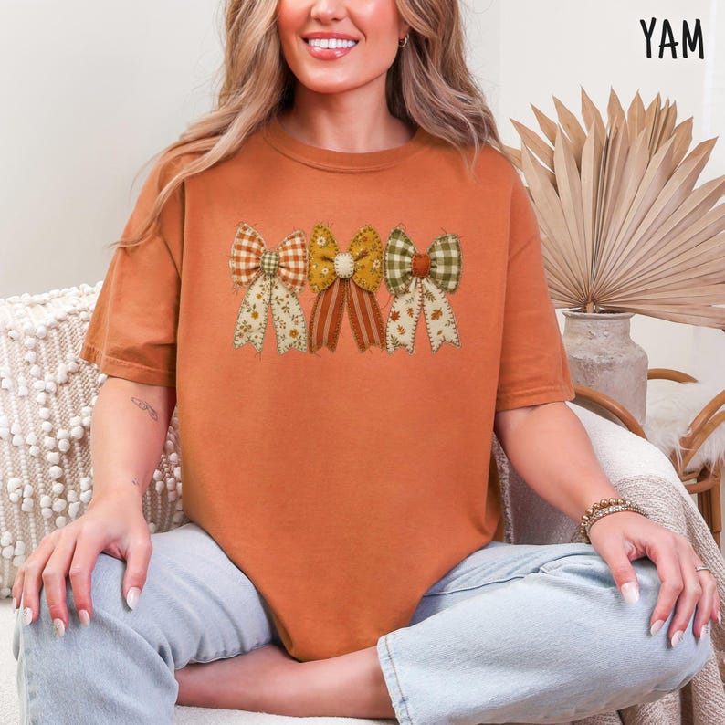 Camisa con lazo de patchwork, camiseta acolchada floral, estilo cottagecore otoñal, estilo de cinta vintage. imagen 10
