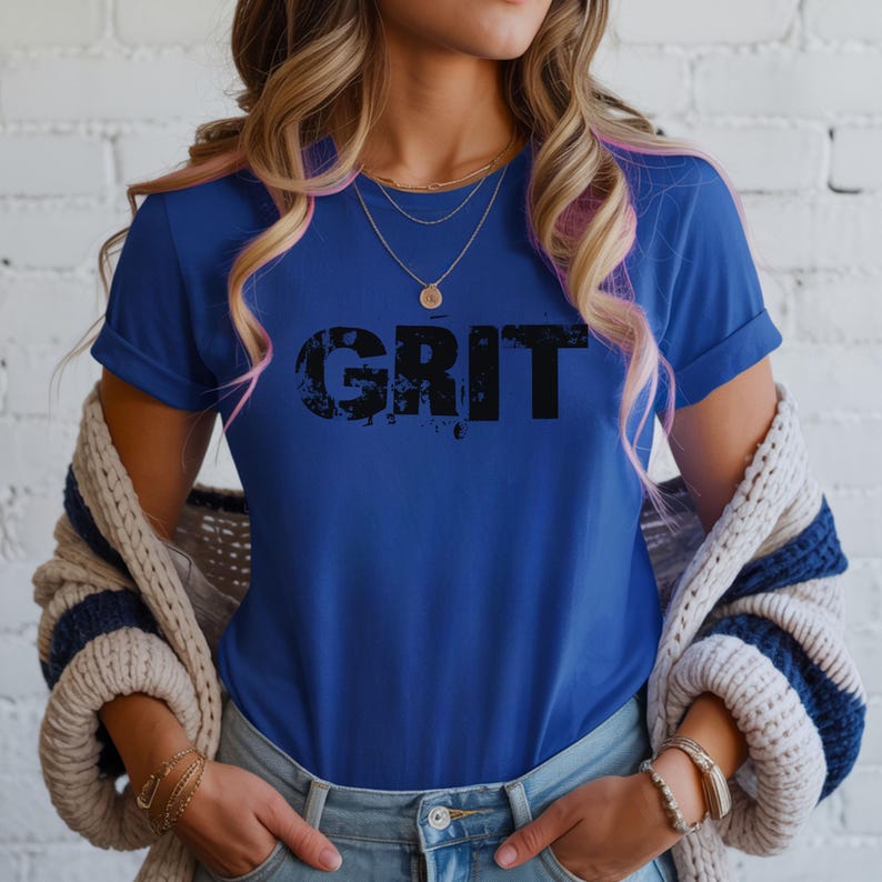 GRIT motivational typography Tee | resilience workout shirt Royal