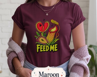 T-shirt met vleesetende planten, Venusvliegenvanger, bekerplant, horrorflora-shirt