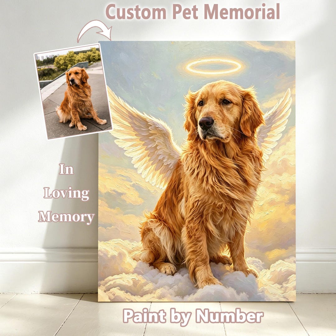 Custom Angel Pet Memorial Paint by Number, Personalized Dog Cat ...