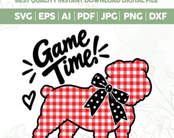Bulldogs SVG PNG, Camiseta del día del partido, Fútbol del día del partido png, Bulldog a cuadros PNG, Mamá Bulldog, Diseño de camiseta para aficionado al fútbol, ​​Cricut