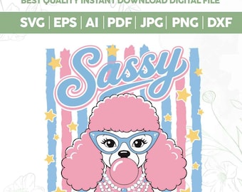 Caniche atrevido SVG PNG, diseño de perro de verano a rayas estilo preppy SVG, lindo gráfico de cachorro femenino PNG, camiseta rosa de moda SVG, regalo para amantes de los perros femeninos PNG, Cricut