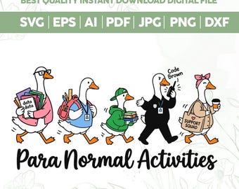Actividades Paranormales SVG PNG, Paraprofesional Divertido SVG, Ganso Tonto Divertido PNG, Ganso Preppy Dilly Dally SVG, Descarga Instantánea, Cricut