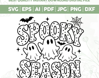 SVG PNG de lunares blancos espeluznantes retro, fantasma de Halloween SVG, temporada espeluznante PNG, calabaza de Halloween SVG, Coqueta de Halloween PNG, fantasmas desgastados SVG