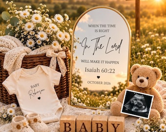 Religious Pregnancy Announcement Christian Baby reveal Gender neutral baby announcement Social media reveal Isaiah 6022 Digital Download