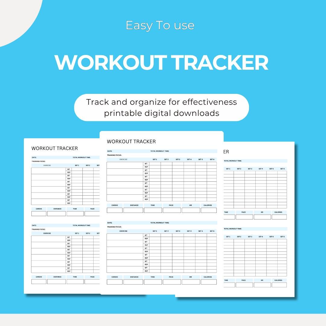 Daily Workout Tracker PDF | Exercise Log | Strength & Cardio | Sets ...