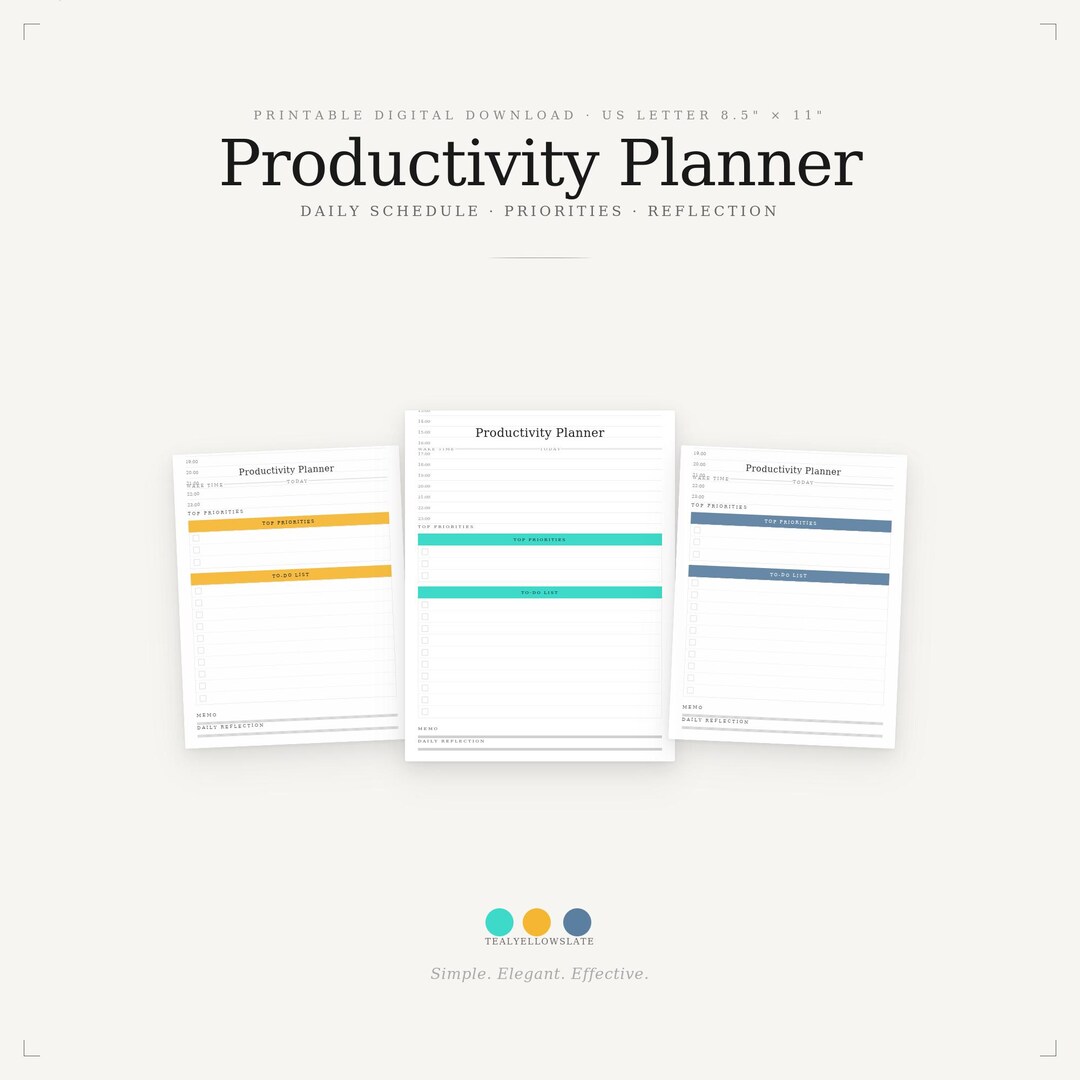 Printable Daily Productivity Planner – Hourly Schedule, To-do List ...