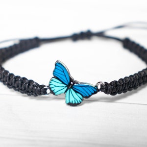 Dark Blue and Teal Butterfly Bracelet - Butterfly Jewelry, Gift for Women or Men, Insect Jewelry, Whimsical Jewelry, Fairytale Gift