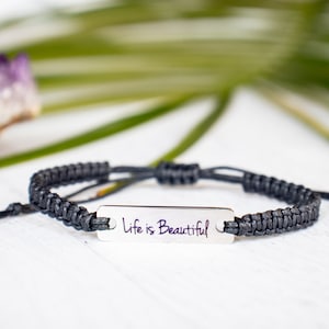 Life is Beautiful Bracelet, Word Bracelet, Inspiration Bracelet, Inspiration Jewelry, Stainless Steel, Gift for Her image 1