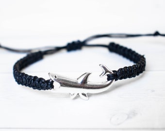 Shark Bracelet, Fish Jewelry, Friendship Bracelet, Nautical Jewelry, Gift for Him, Gift for Her, Ocean, Beach Jewelry