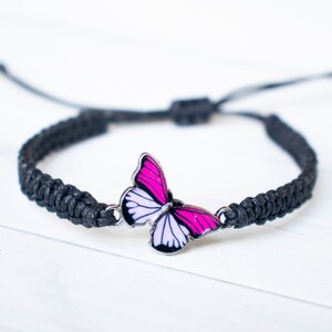 Fuchsia and Light Pink/Lavender Butterfly Bracelet - Butterfly Jewelry, Gift for Women or Men, Whimsical Jewelry, Fairytale Gift