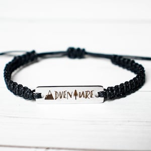 Adventure Bracelet with Mountain and Tree, Travel Gift , Mountain Bracelet, Outdoors Gift , Forest Jewelry, Hiking Bracelet, Nature Gift
