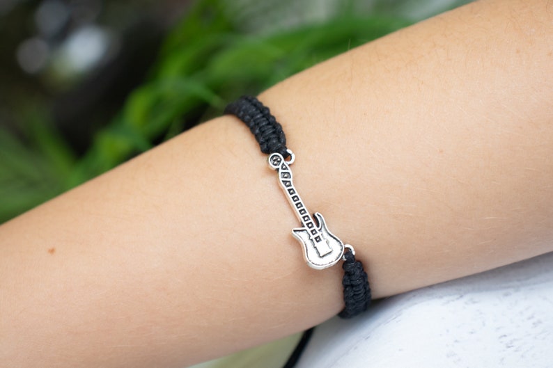 Guitar Bracelet, Guitar Charm, Guitar Player Gift, Music Gift, Rock and Roll, Music Jewelry, Band Bracelet, Instrument Bracelet image 2