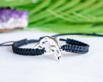 Bracelet grand requin blanc, bijoux poisson, bracelet de l'amitié, bijoux marins, cadeau pour lui, cadeau pour elle, océan, bijoux de plage