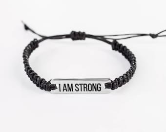 I am Strong Bracelet, Inspirational Bracelet, Word Bracelet, Inspiration Jewelry, Inspiration Gift, Gift for Her, Friendship Bracelet