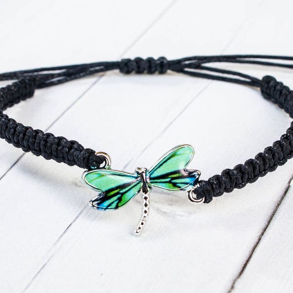 Dragonfly Bracelet with Blue and Green Wings, Dragonfly Gift Idea, Dragonfly Jewelry, Whimsical Creatures, Unique gifts for Women