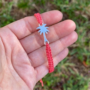 Palm Tree Bracelet, Tree Jewelry, Nature, Vacation Jewelry, Beach Jewelry, Florida, California, Gift for Her, Gardening Gift Coral Red