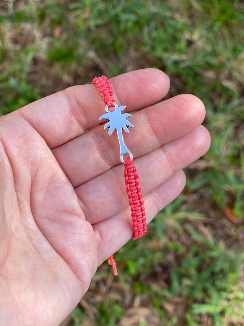 Palm Tree Bracelet, Tree Jewelry, Nature, Vacation Jewelry, Beach Jewelry, Florida, California, Gift for Her, Gardening Gift Coral Red