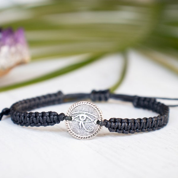 Eye of Horus Medallion Bracelet, Egyptian Bracelet, Yoga Bracelet,  Meditation Bracelet,  Om Jewelry, Zen, Enlighten, Spiritual Jewelry