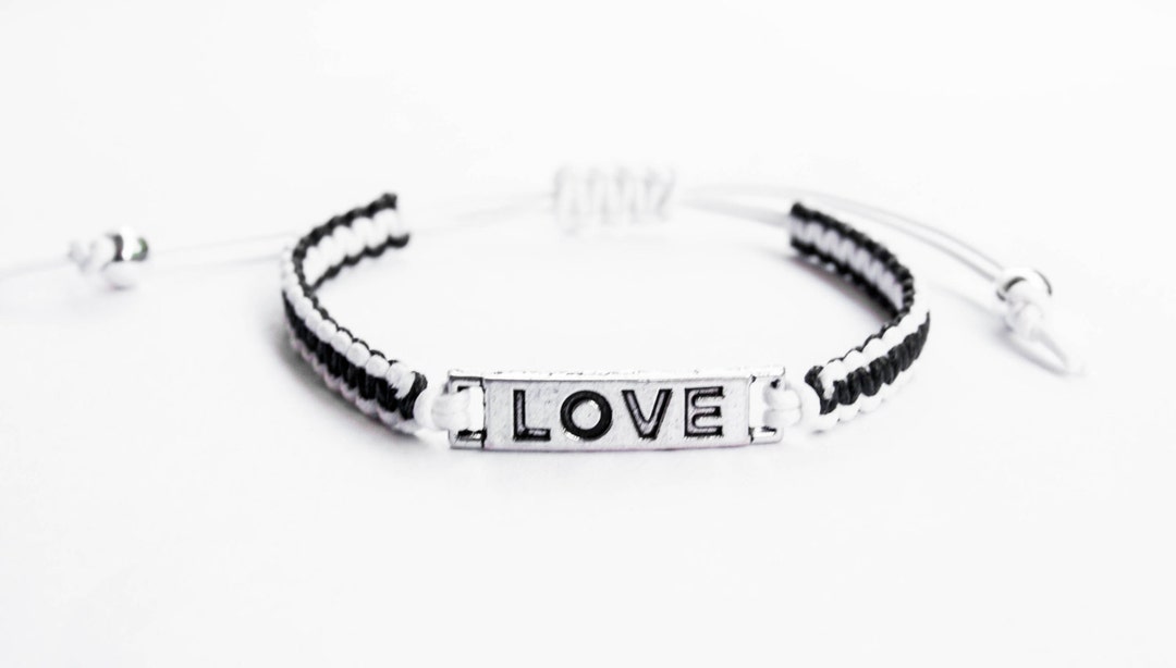 Love Bracelet, Black and White, Love Saying Bracelet, Gift for Her