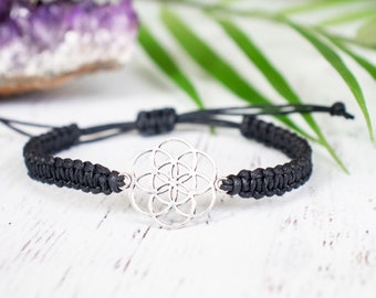 Flower of Life Bracelet, Seed of Life, Gift for Women or Men, Spiritual Jewelry, Sacred Geometry, Open Flower