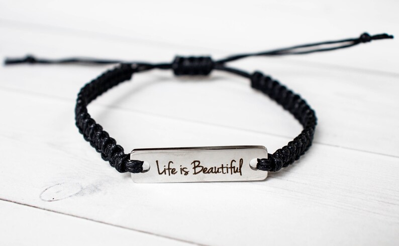 Life is Beautiful Bracelet, Word Bracelet, Inspiration Bracelet, Inspiration Jewelry, Stainless Steel, Gift for Her image 2