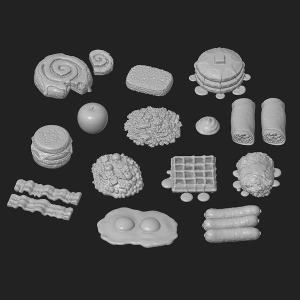 Miniatur Frühstücksteller STL 1:12 Speisen