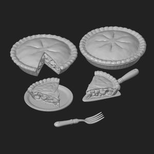 Miniature Apple Pie Set STL - 1:12 Dollhouse Bakery