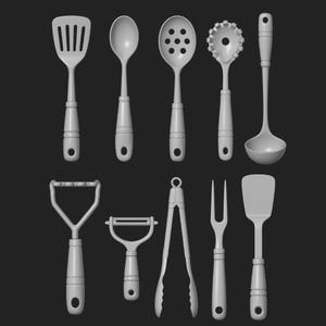 Miniature Kitchen Tools STL - 1:12 Dollhouse Kitchenware Set