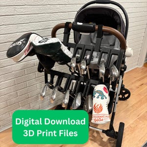 Golf Club Stroller Attachment — 3D Print Files STL (Digital Download) — As Featured by Rick Shiels Golf — Holds 14 Clubs — DIY Golf Gift