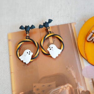 Ghost Earrings, Halloween Earrings, Cute Halloween Jewelry, Spooky Gifts, Fall Earrings, Pumpkin Earrings, Whimsical Jewelry, Fun Earrings