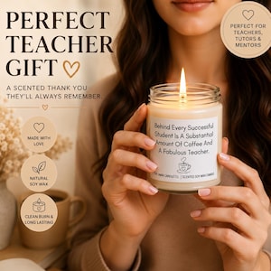 Vela divertida para profesores, regalo para profesores, agradecimiento a los profesores, regalo para mentores amantes del café, vela de soja perfumada, The Umar Candle Co.