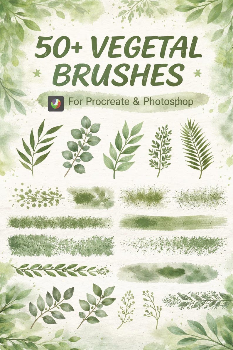 50 Vegetal Brushes for Procreate & Photoshop (digital Download) - Etsy