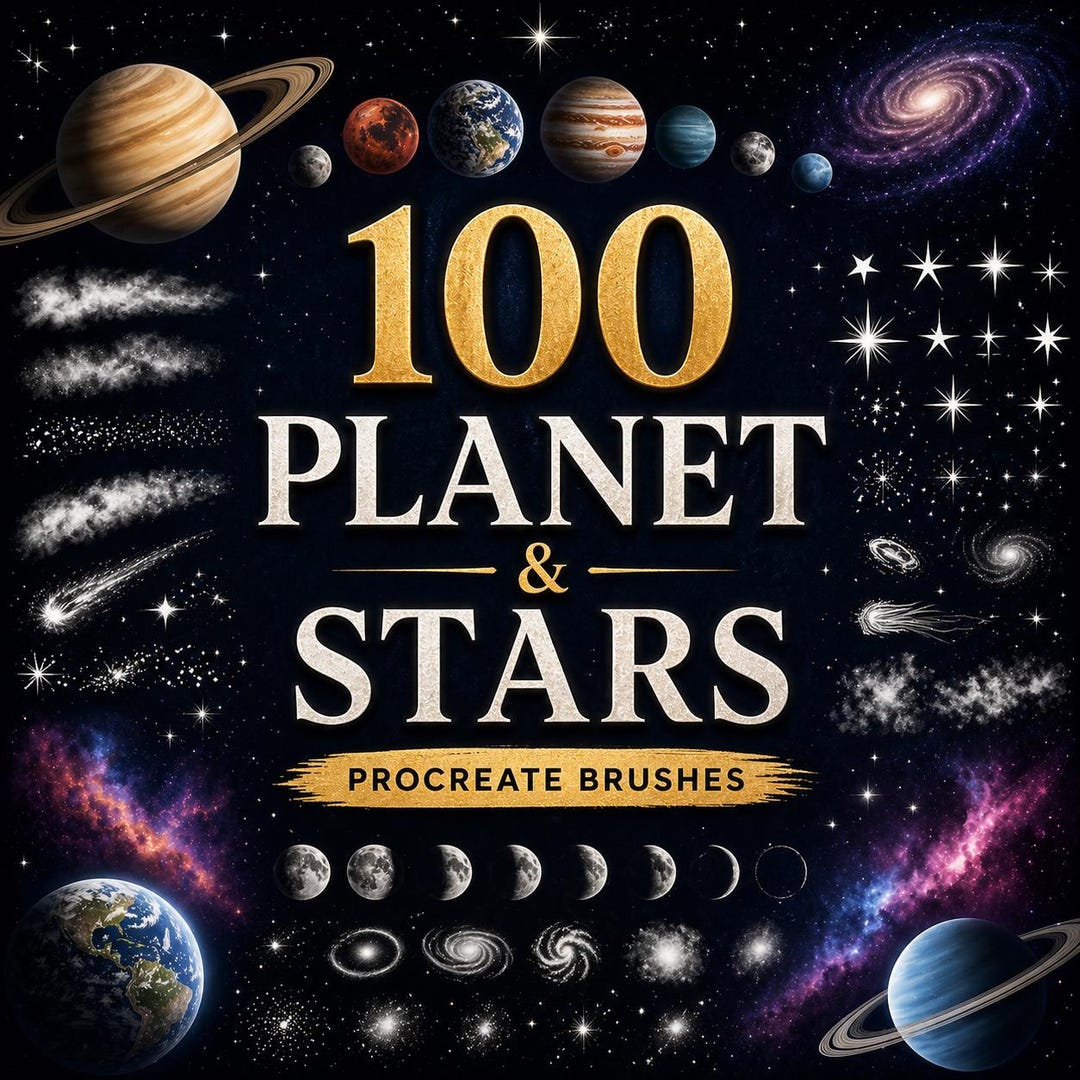 100 Planet & Stars Procreate Brushes | Space Galaxy Cosmic Art Pack ...