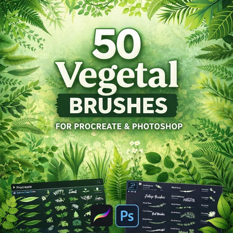 50 Vegetal Brushes for Procreate & Photoshop (digital Download) - Etsy
