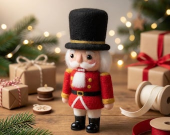 Poupée casse-noisette feutrée à la main (feutre de laine) - Taille personnalisée, décoration de Noël et cadeau, décoration de Noël à collectionner