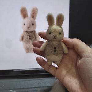 Alice-Inspired Needle Felted Bunny Doll | Wool Felt Rabbit Miniature, Storybook Decor image 2
