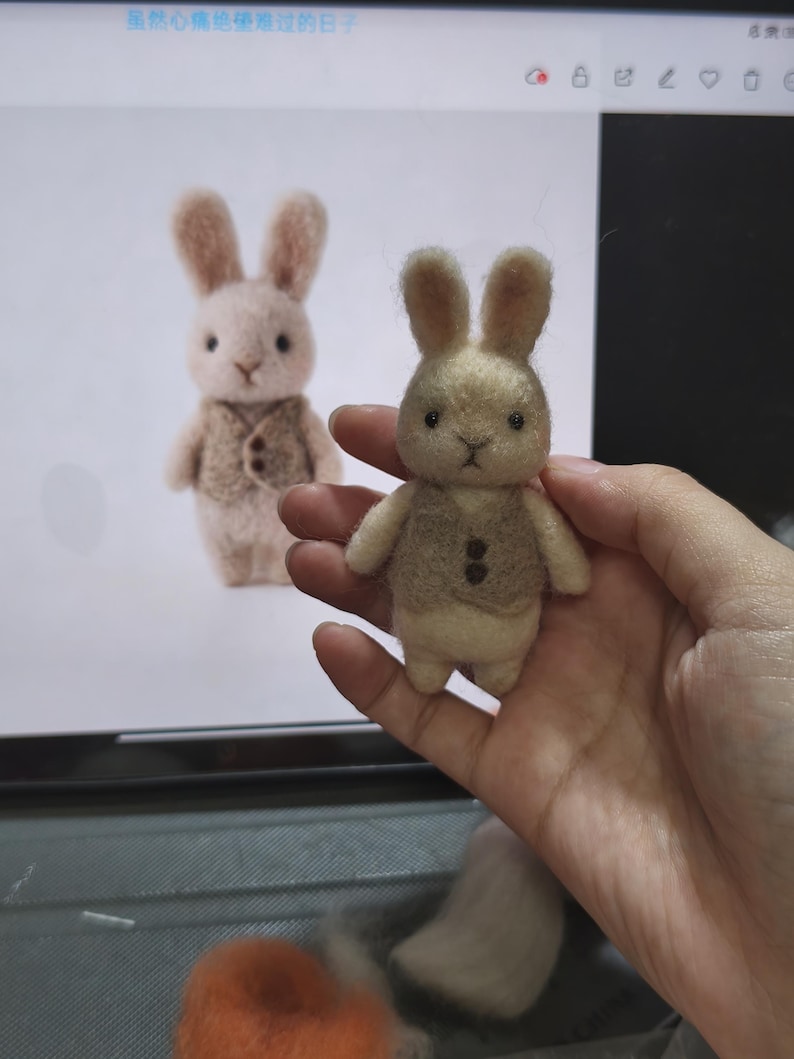 Alice-Inspired Needle Felted Bunny Doll | Wool Felt Rabbit Miniature, Storybook Decor image 2