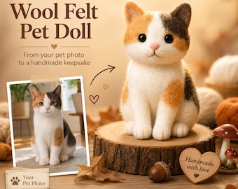 Custom Wool Felt Pet Doll, Handmade Pet Replica from Photo