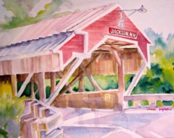 Watercolor Print of Covered Bridge