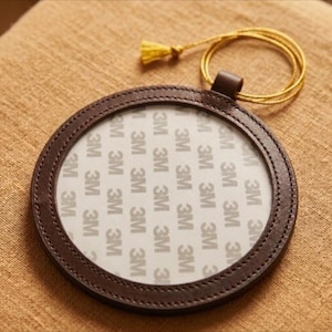 Custom Needlepoint Self Finishing Round Leather Ornament, 4x4 Inch DIY Needlepoint gift Coffee