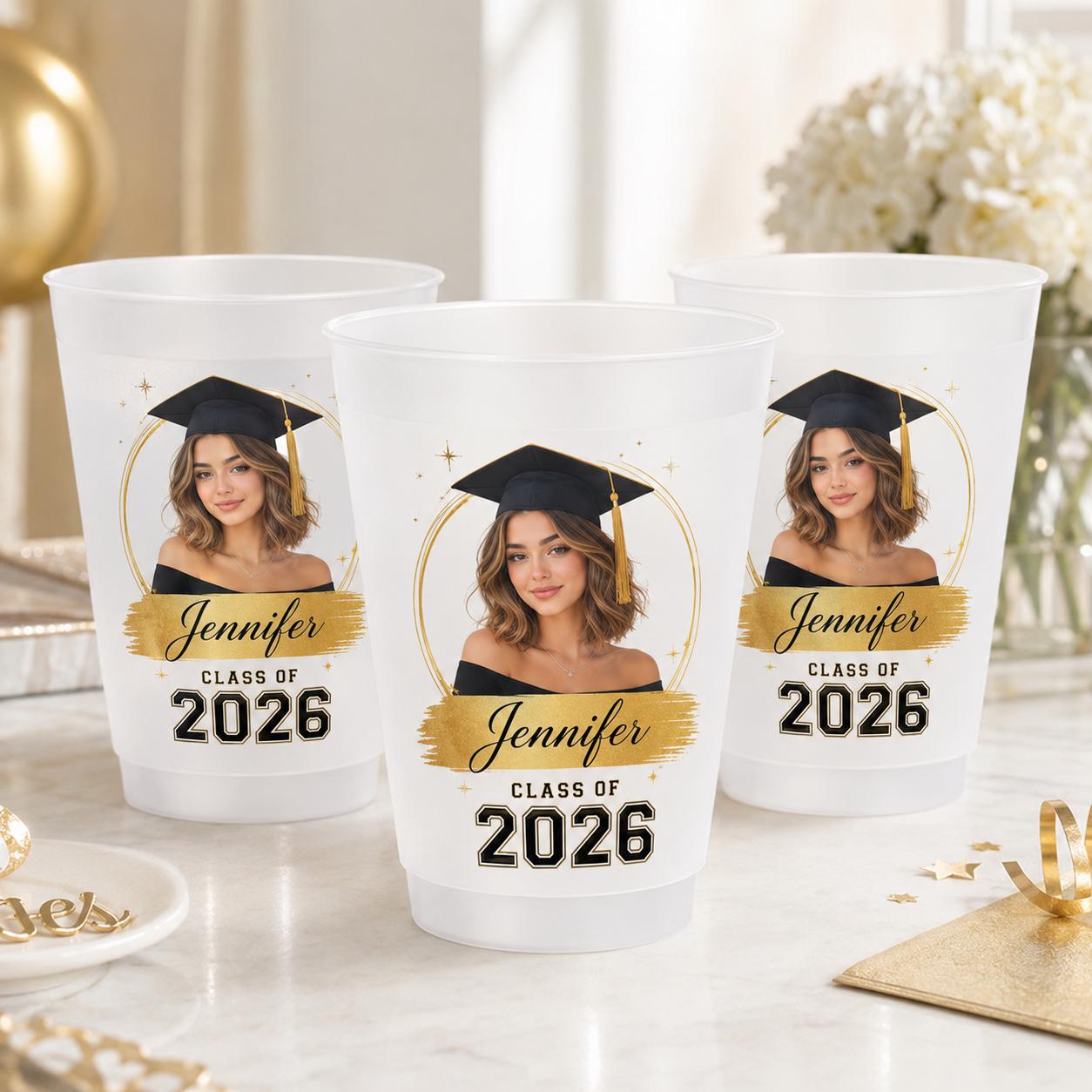 Personalized Graduation Frosted Cups With Photo, Class of 2026 Grad ...