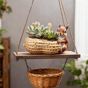 Peanut-Shaped Succulent Planter Silicone Mold, Squirrel Resin Cement Pot Mold for DIY Epoxy Planter Home Garden Decor Handmade Craft Gifts
