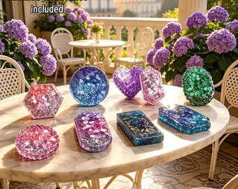 9Pcs Crystal Cluster Pendant Resin Silicone Mold Set , Geode Textured Casting Molds for DIY Epoxy UV Resin Jewelry Home Decor Crafts